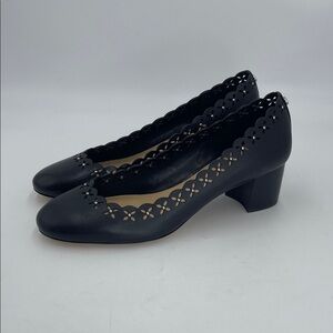 New Women Michael Kors Thalia Mid-Heel Pumps Black Leather